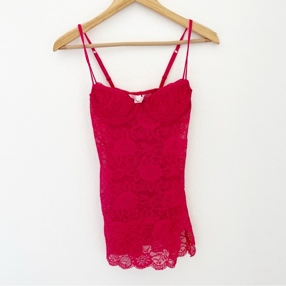 Victoria Secret red lace slip dress size 34B